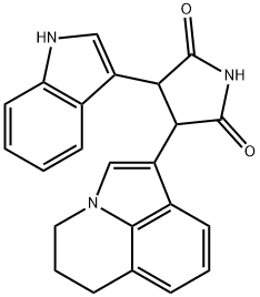 3-(5,6-二氢-4H-吡咯并[3,2,1-IJ]喹啉-1-基)-4-(1H-吲哚-3-基)吡咯烷, 1239986-50-5, 结构式