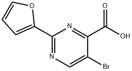 5-溴-2-(呋喃-2-基)-嘧啶-4-羧酸5-溴-2-(呋喃-2-基)-4-嘧啶羧酸, 1240598-46-2, 结构式