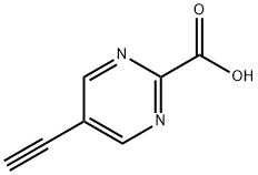 5-Ethynyl-pyrimidine-2-carboxylic acid 化学構造式