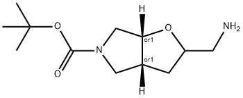 (3AR,6AR)-REL-2-(氨基甲基)六氢-5H-呋喃并[2,3-C]吡咯-5-羧酸叔丁酯 结构式