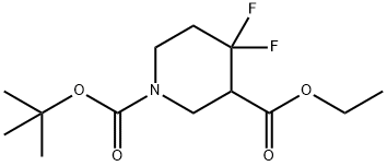 1,3-Piperidinedicarboxylic acid, 4,4-difluoro-, 1-(1,1-dimethylethyl) 3-ethyl ester Struktur