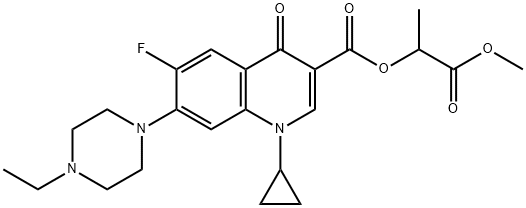 3-Quinolinecarboxylic acid, 1-cyclopropyl-7-(4-ethyl-1-piperazinyl)-6-fluoro-1,4-dihydro-4-oxo-, 2-Methoxy-1-Methyl-2-oxoethyl ester 结构式