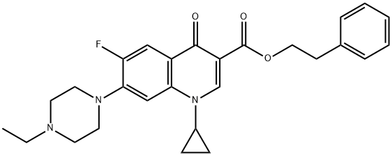 3-Quinolinecarboxylic acid, 1-cyclopropyl-7-(4-ethyl-1-piperazinyl)-6-fluoro-1,4-dihydro-4-oxo-, 2-phenylethyl ester,1241970-74-0,结构式
