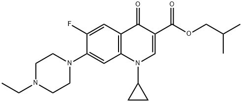 3-Quinolinecarboxylic acid, 1-cyclopropyl-7-(4-ethyl-1-piperazinyl)-6-fluoro-1,4-dihydro-4-oxo-, 2-Methylpropyl ester,1241973-93-2,结构式