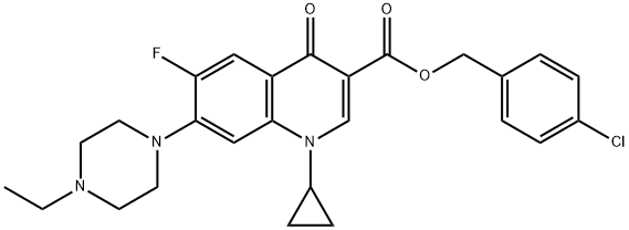 3-Quinolinecarboxylic acid, 1-cyclopropyl-7-(4-ethyl-1-piperazinyl)-6-fluoro-1,4-dihydro-4-oxo-, (4-chlorophenyl)Methyl ester Structure