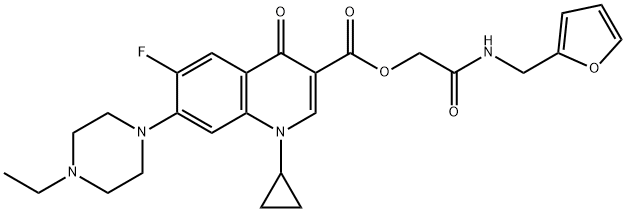 3-Quinolinecarboxylic acid, 1-cyclopropyl-7-(4-ethyl-1-piperazinyl)-6-fluoro-1,4-dihydro-4-oxo-, 2-[(2-furanylMethyl)aMino]-2-oxoethyl ester,1241998-65-1,结构式
