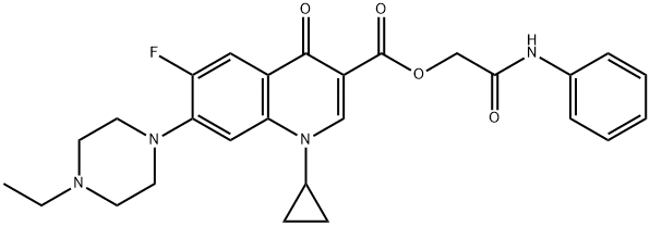 3-Quinolinecarboxylic acid, 1-cyclopropyl-7-(4-ethyl-1-piperazinyl)-6-fluoro-1,4-dihydro-4-oxo-, 2-oxo-2-(phenylaMino)ethyl ester Structure