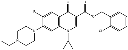 3-Quinolinecarboxylic acid, 1-cyclopropyl-7-(4-ethyl-1-piperazinyl)-6-fluoro-1,4-dihydro-4-oxo-, (2-chlorophenyl)Methyl ester Structure