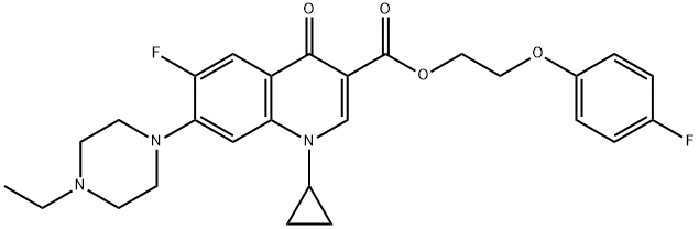 3-Quinolinecarboxylic acid, 1-cyclopropyl-7-(4-ethyl-1-piperazinyl)-6-fluoro-1,4-dihydro-4-oxo-, 2-(4-fluorophenoxy)ethyl ester 结构式