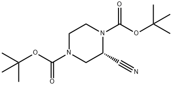 (S)-2-氰基哌嗪-1,4-二羧酸二叔丁酯 结构式