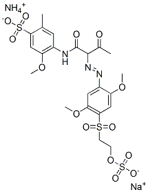 Benzenesulfonic acid, 4-[[2-[[2,5-dimethoxy-4-[ [2-(sulfooxy)ethyl]sulfonyl]phenyl]azo]-1,3-dioxobutyl ]amino]-5-methoxy-2-methyl-, ammonium sodium salt,124236-33-5,结构式