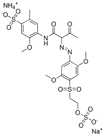 Benzenesulfonic acid, 4-[[2-[[2,5-dimethoxy-4-[ [2-(sulfooxy)ethyl]sulfonyl]phenyl]azo]-1,3-dioxobutyl ]amino]-5-methoxy-2-methyl-, ammonium sodium salt|