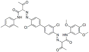 Butanamide, N-(4-chloro-2,5-dimethoxyphenyl) -2-[[3,3'-dichloro-4'-[[1-[[(2,4-dimethylphenyl )amino]carbonyl]-2-oxopropyl]azo][1,1'-bipheny l]-4-yl]azo]-3-oxo- Structure