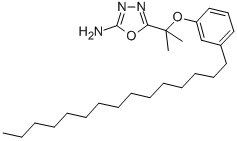 1,3,4-Oxadiazol-2-amine, 5-(1-methyl-1-(3-pentadecylphenoxy)ethyl)- Structure