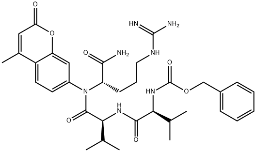 Z-L-Val-L-Val-L-Arg-(4-メチルクマリン-7-イル)NH2 化学構造式