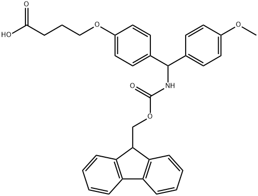 FMOC-4-METHOXY-4'-(GAMMA-CARBOXYPROPYLOXY)-BENZHYDRYLAMINE,124504-64-9,结构式