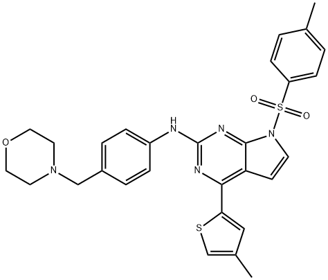 7H-Pyrrolo[2,3-d]pyriMidin-2-aMine, 7-[(4-Methylphenyl)sulfonyl]-4-(4-Methyl-2-thienyl)-N-[4-(4-MorpholinylMethyl)phenyl]- 结构式