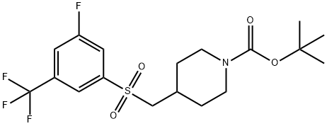 4-(((3-氟-5-(三氟甲基)苯基)磺酰基)甲基)哌啶-1-羧酸叔丁酯,1245784-24-0,结构式