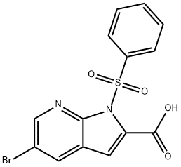 5-Bromo-1-(phenylsulfonyl)-1H-pyrrolo-[2,3-b]pyridine-2-carboxylic acid Structure