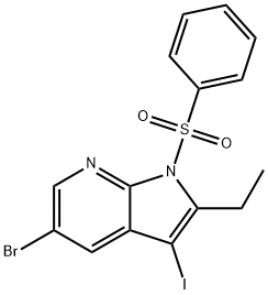 5-Bromo-2-ethyl-3-iodo-1-(phenylsulfonyl)-1H-pyrrolo[2,3-b]pyridine,1246088-48-1,结构式