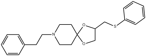 8-phenethyl-2-phenylsulphanylMethyl-1,4-dioxa-8-azaspiro[4,5]decane 化学構造式