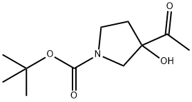3-乙酰基-3-羟基吡咯烷-1-甲酸叔丁酯 结构式