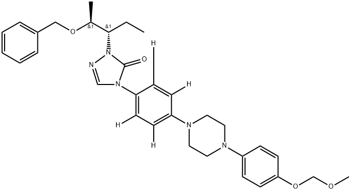 2-[(1S,2S)-1-Ethyl-2-(phenylmethoxy)propyl]-2,4-dihydro-4-[4-[4-(4-O-methoxymethyl-4-hydroxyphenyl)-1-piperazinyl]phenyl]-3H-1,2,4-triazol-3-one-d4 结构式