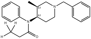 rac-cis-1-Benzyl-2-methyl-4-(N-propananilido)piperidine-d3 化学構造式