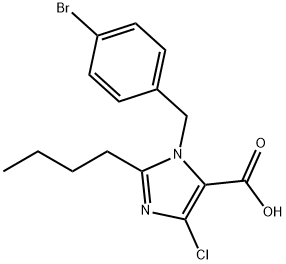 N-(4-ブロモベンジル)-2-ブチル-4-クロロ-1H-イミダゾール-5-カルボン酸 化学構造式