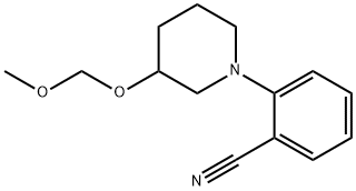 rac-1-[2-(Cyano)phenyl]-3-O-methoxymethyl-3-piperidinol 化学構造式