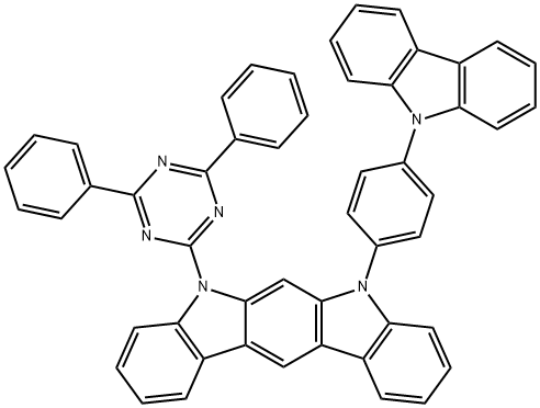 11-(4-(9H-carbazol-9-yl)phenyl)-12-(4,6-diphenyl-1,3,5-triaziN-2-yl)-11,12-dihydroindolo[2,3-a]carbazole 化学構造式