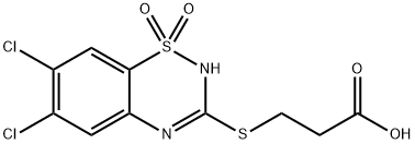 3-[(6,7-Dichloro-2H-1,2,4-benzothiadiazine 1,1-dioxide)-3-ylthio]propanoic acid Structure