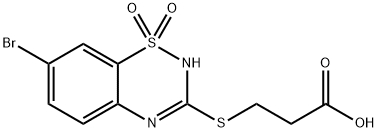 3-[(7-Bromo-2H-1,2,4-benzothiadiazine 1,1-dioxide)-3-ylthio]propanoic acid Struktur