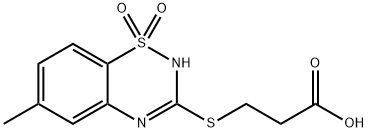 3-[(2-カルボキシエチル)チオ]-6-メチル-4H-1,2,4-ベンゾチアジアジン1,1-ジオキシド 化学構造式
