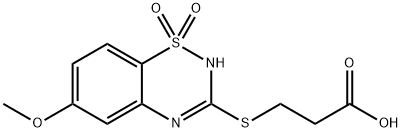 3-[(6-Methoxy-2H-1,2,4-benzothiadiazine 1,1-dioxide)-3-ylthio]propanoic acid Structure