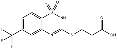 3-[[6-(Trifluoromethyl)-2H-1,2,4-benzothiadiazine 1,1-dioxide]-3-ylthio]propanoic acid Struktur
