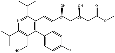 Methyl rel-(E)-7-[2,6-Diisopropyl-4-(4-fluorophenyl)-5-hydroxymethylpyridinyl]-
3,5-dihydroxy-6-heptenoate 结构式