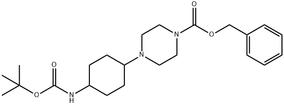 4-(4-tert-ButoxycarbonylaMino-cyclohexyl)-piperazine-1-carboxylic acid benzyl ester Struktur