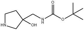 3-(BOC-アミノメチル)-3-ヒドロキシピロリジン 化学構造式