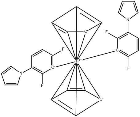 Bis[2,6-difluoro-3-(1H-pyrrol-1-yl)phenyl]titanocene Struktur