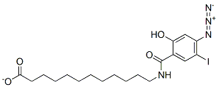 12-((5-iodo-4-azido-2-hydroxybenzoyl)amino)dodecanoate Struktur