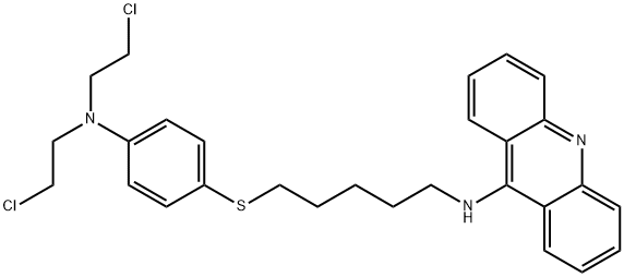 9-Acridinamine, N-(5-((4-(bis(2-chloroethyl)amino)phenyl)thio)pentyl)-,125173-76-4,结构式