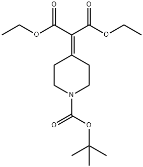 2-(1-(叔丁氧基羰基)哌啶-4-亚基)丙二酸二乙酯,1251760-53-8,结构式