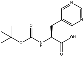 (alphaS)-alpha-[[(tert-Butoxy)carbonyl]amino]-5-pyrimidinepropanoic acid 化学構造式