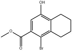 1-Bromo-4-hydroxy-5,6,7,8-tetrahydro-naphthalene-2-carboxylic acid methyl ester Struktur