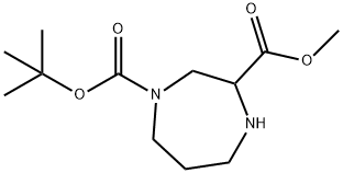 1-BOC-1,4-二氮杂环庚烷-3-甲酸甲酯, 1253789-07-9, 结构式