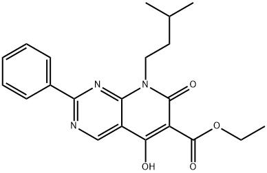 ethyl 5-hydroxy-8-isopentyl-7-oxo-2-phenyl-7,8-dihydropyrido[2,3-d]pyrimidine-6-carboxylate Struktur