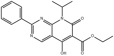 ethyl 5-hydroxy-8-isopropyl-7-oxo-2-phenyl-7,8-dihydropyrido[2,3-d]pyrimidine-6-carboxylate,1253790-73-6,结构式