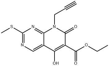 ethyl 5-hydroxy-2-(methylthio)-7-oxo-8-(prop-2-ynyl)-7,8-dihydropyrido[2,3-d]pyrimidine-6-carboxylate 结构式