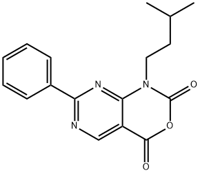 1-isopentyl-7-phenyl-1H-pyrimido[4,5-d][1,3]oxazine-2,4-dione 化学構造式